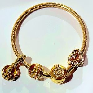 18k Gold Pandora plated Pandora bracelet with charms